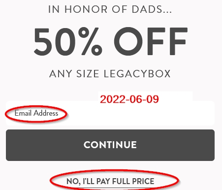 legacy box 2022 father's day sale! Every day is sale day at Lagacy box because their prices are set unreasonably high to start with.